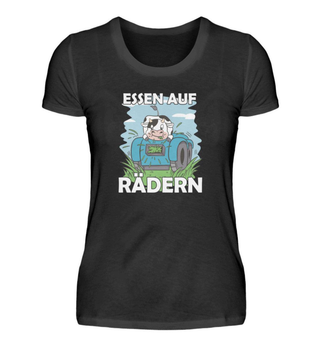 Essen auf Rädern Kuh · Damen T-Shirt-Damen Basic T-Shirt-Black-S-Agrarstarz