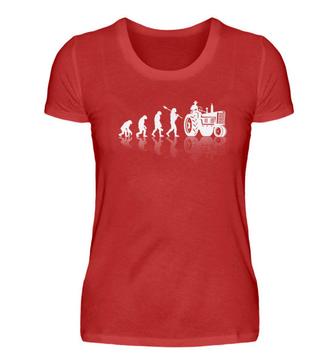 Evolution gespiegelt · Damen T-Shirt-Damen Basic T-Shirt-Red-S-Agrarstarz