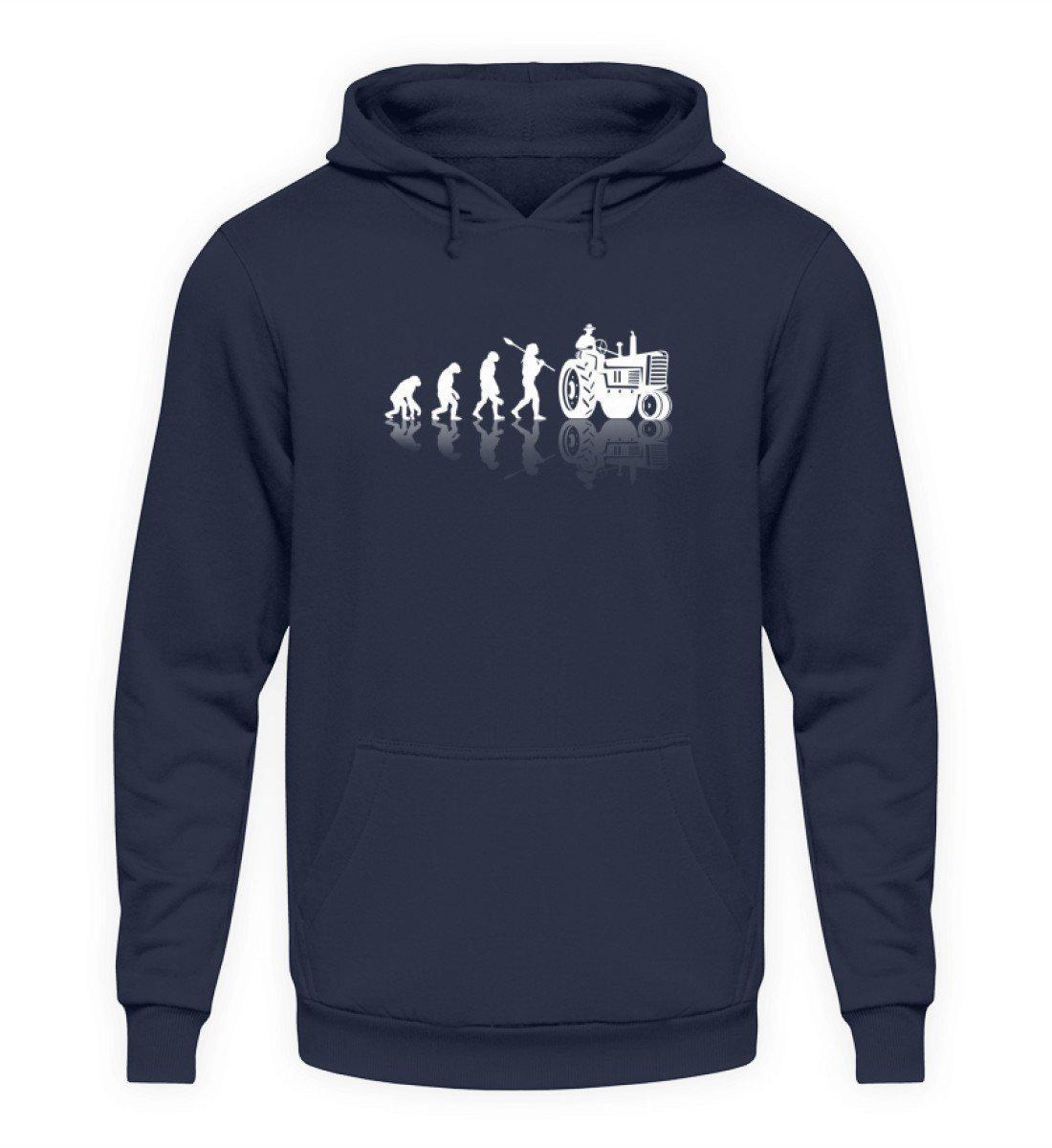 Evolution gespiegelt · Unisex Kapuzenpullover Hoodie-Unisex Hoodie-Oxford Navy-L-Agrarstarz