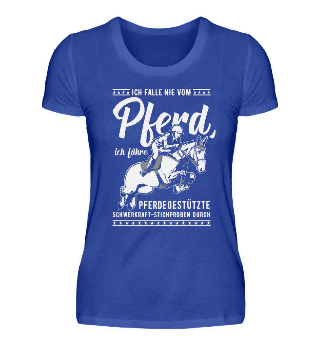 Falle nicht vom Pferd · Damen T-Shirt-Damen Basic T-Shirt-Neon Blue-S-Agrarstarz