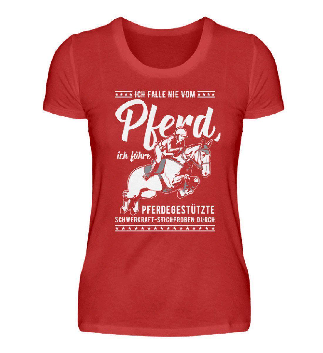 Falle nicht vom Pferd · Damen T-Shirt-Damen Basic T-Shirt-Red-S-Agrarstarz