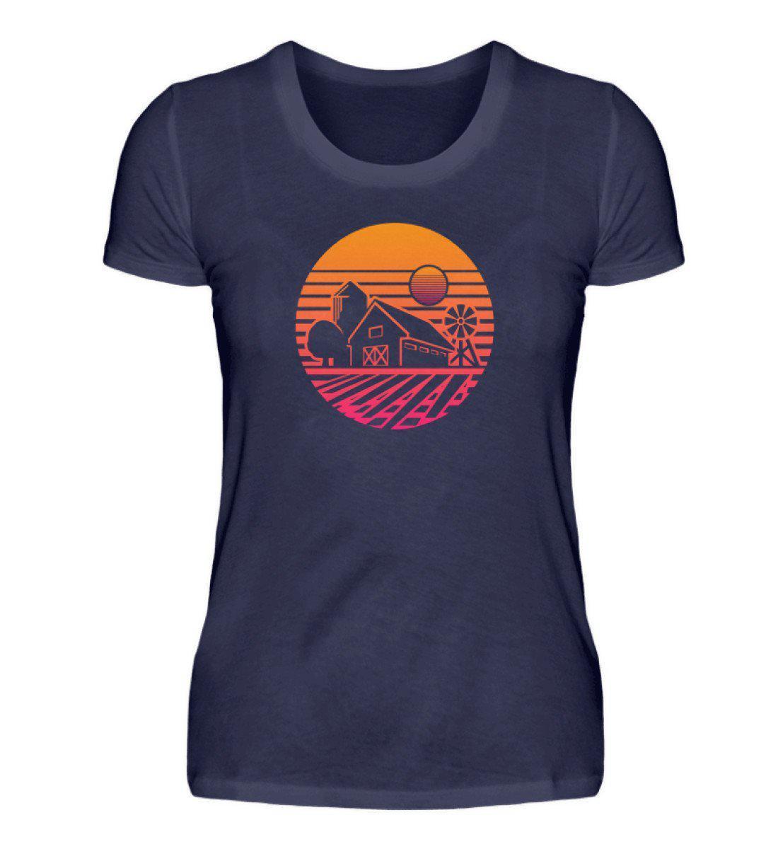 Farm Hof Retro · Damen T-Shirt-Damen Basic T-Shirt-Navy-S-Agrarstarz