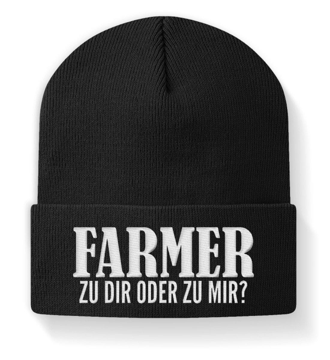 Farmer zu dir oder zu mir · Beanie Mütze-Beanie mit Stick-Black-M-Agrarstarz