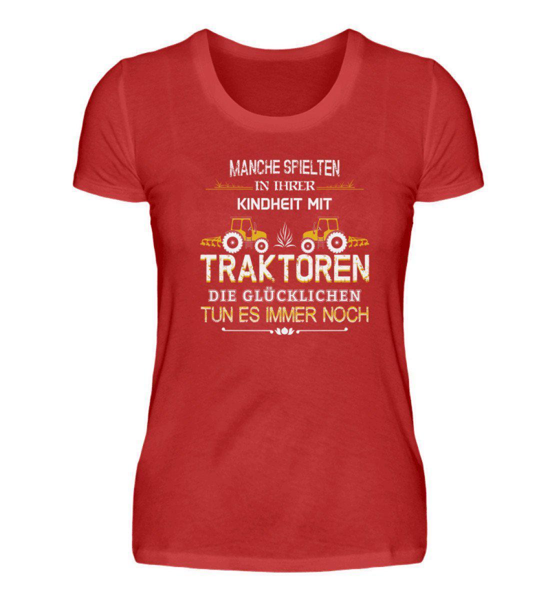 Glücklichen Traktoren spielen 2 · Damen T-Shirt-Damen Basic T-Shirt-Red-S-Agrarstarz