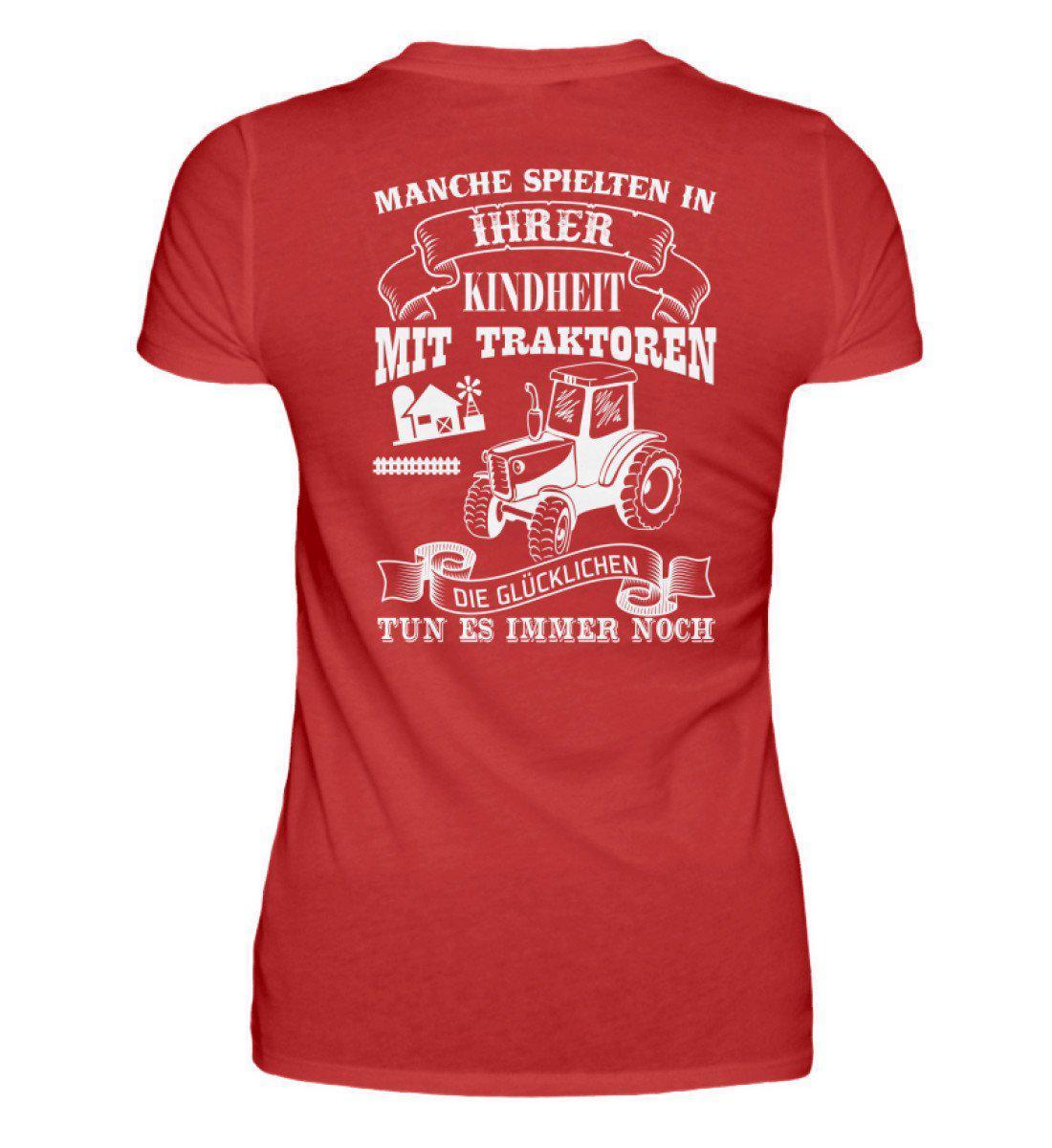 Glücklichen Traktoren spielen · Damen T-Shirt-Damen Basic T-Shirt-Red-S-Agrarstarz