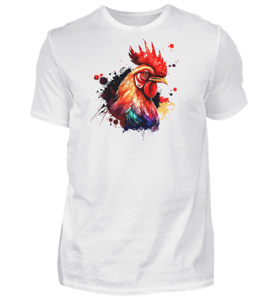 Hahn Wasserfarben 1 · Herren T-Shirt-Herren Basic T-Shirt-White-S-Agrarstarz