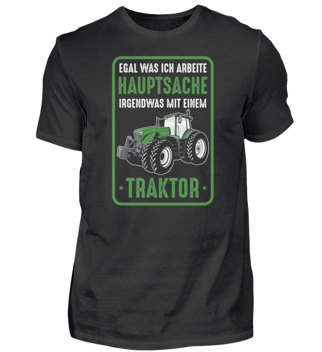 Hauptsache irgendwas mit Traktor · Herren T-Shirt-Herren Basic T-Shirt-Black-S-Agrarstarz