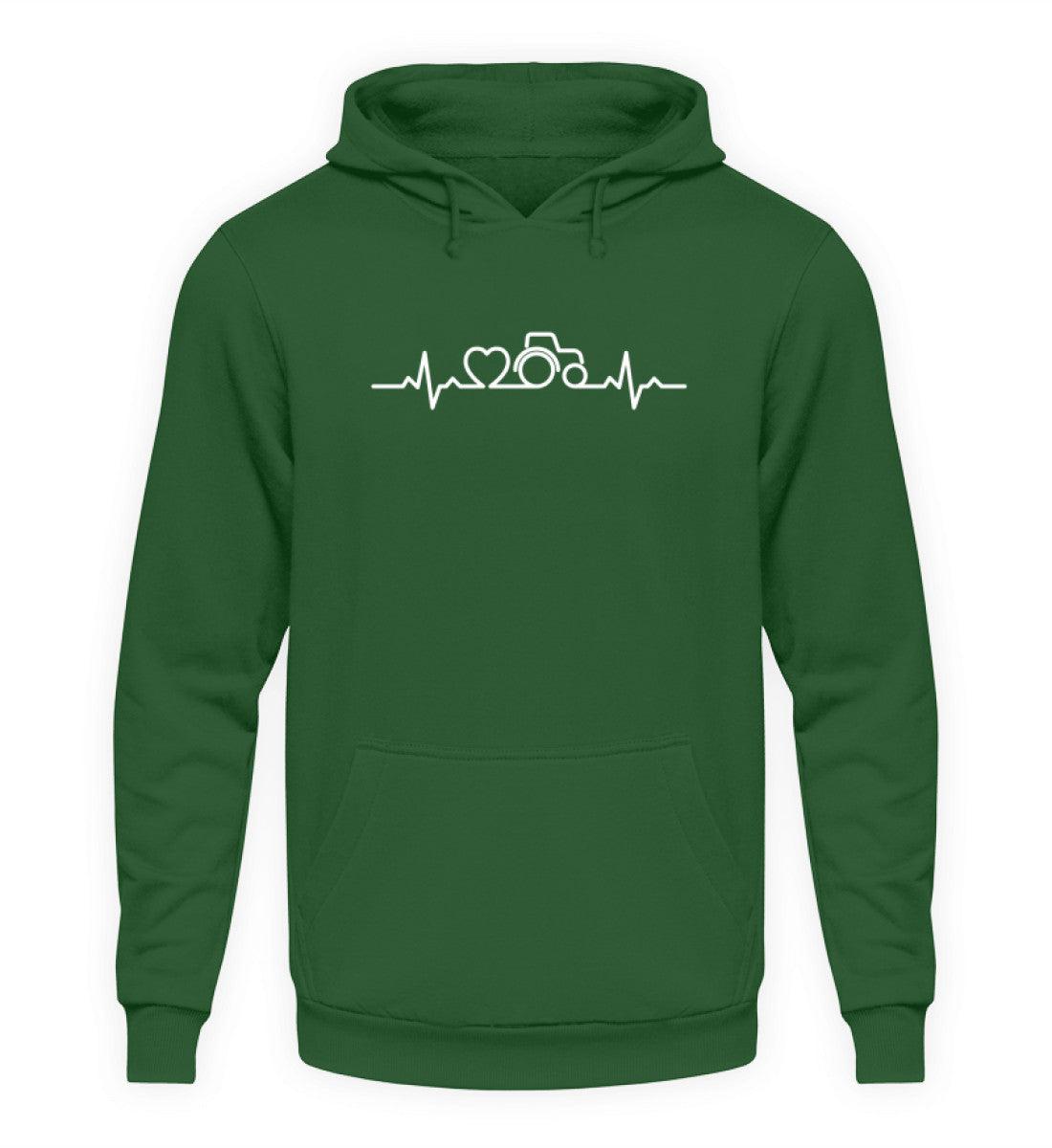 Heartbeat Herz Traktor · Unisex Kapuzenpullover Hoodie-Unisex Hoodie-Bottle Green-L-Agrarstarz