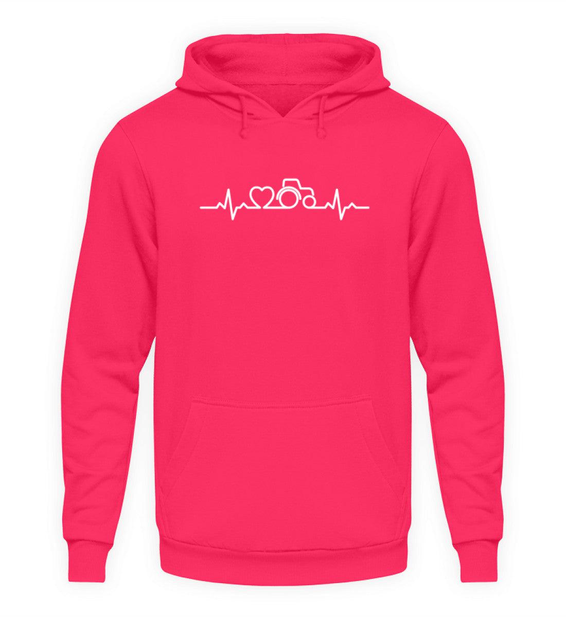 Heartbeat Herz Traktor · Unisex Kapuzenpullover Hoodie-Unisex Hoodie-Hot Pink-L-Agrarstarz