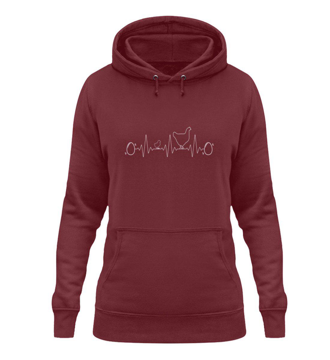 Heartbeat Huhn Ei · Damen Hoodie-Damen Hoodie-Burgundy-XS-Agrarstarz