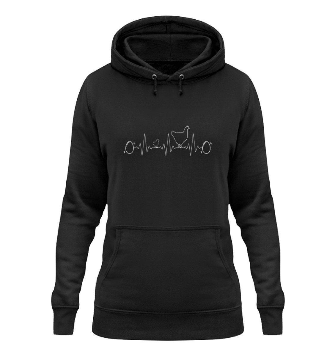 Heartbeat Huhn Ei · Damen Hoodie-Damen Hoodie-Jet Black-XS-Agrarstarz
