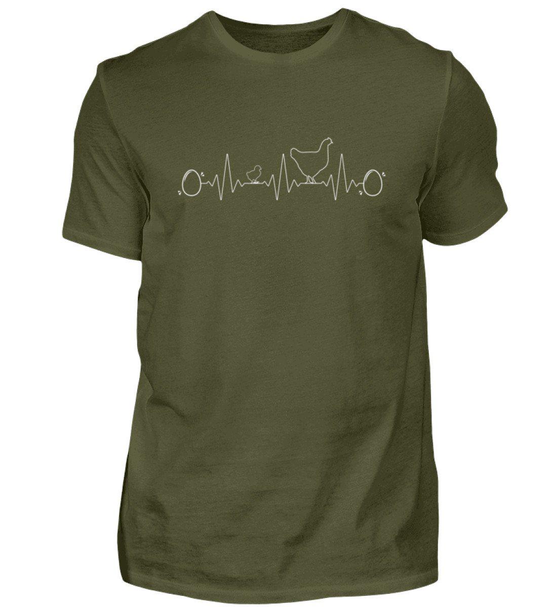 Heartbeat Huhn Ei · Herren T-Shirt-Herren Basic T-Shirt-Urban Khaki-S-Agrarstarz