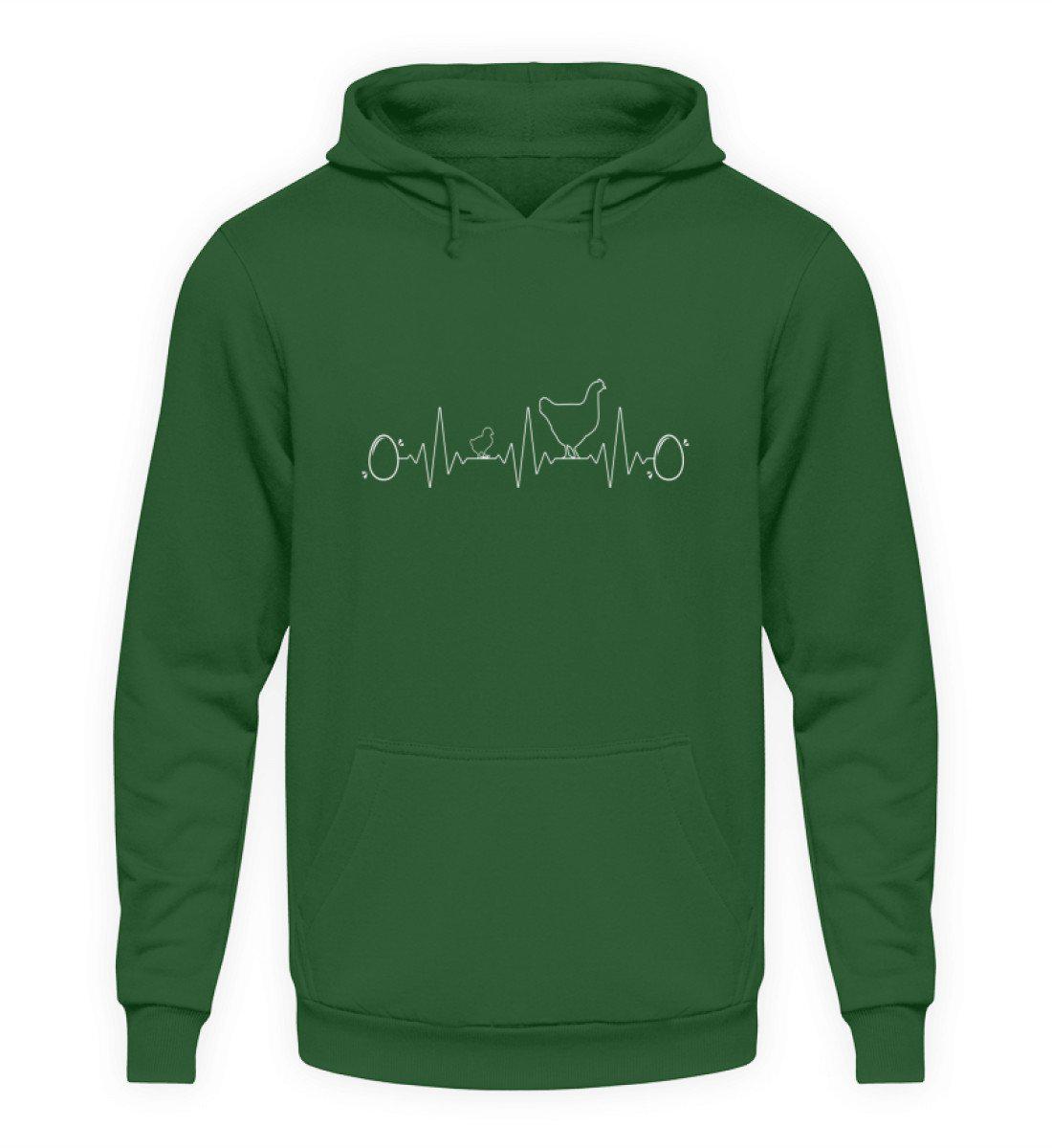 Heartbeat Huhn Ei · Unisex Kapuzenpullover Hoodie-Unisex Hoodie-Bottle Green-S-Agrarstarz
