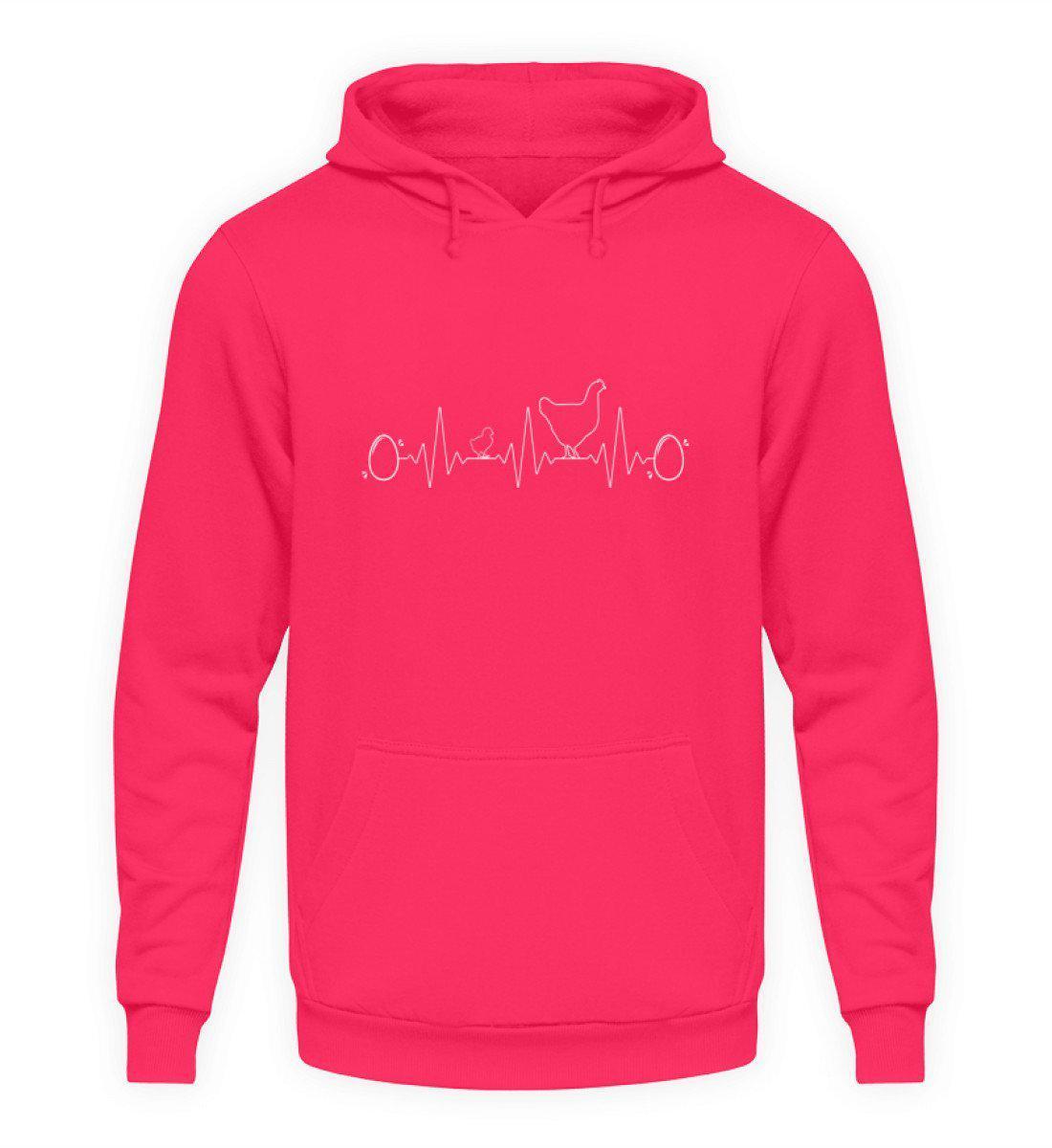 Heartbeat Huhn Ei · Unisex Kapuzenpullover Hoodie-Unisex Hoodie-Hot Pink-S-Agrarstarz