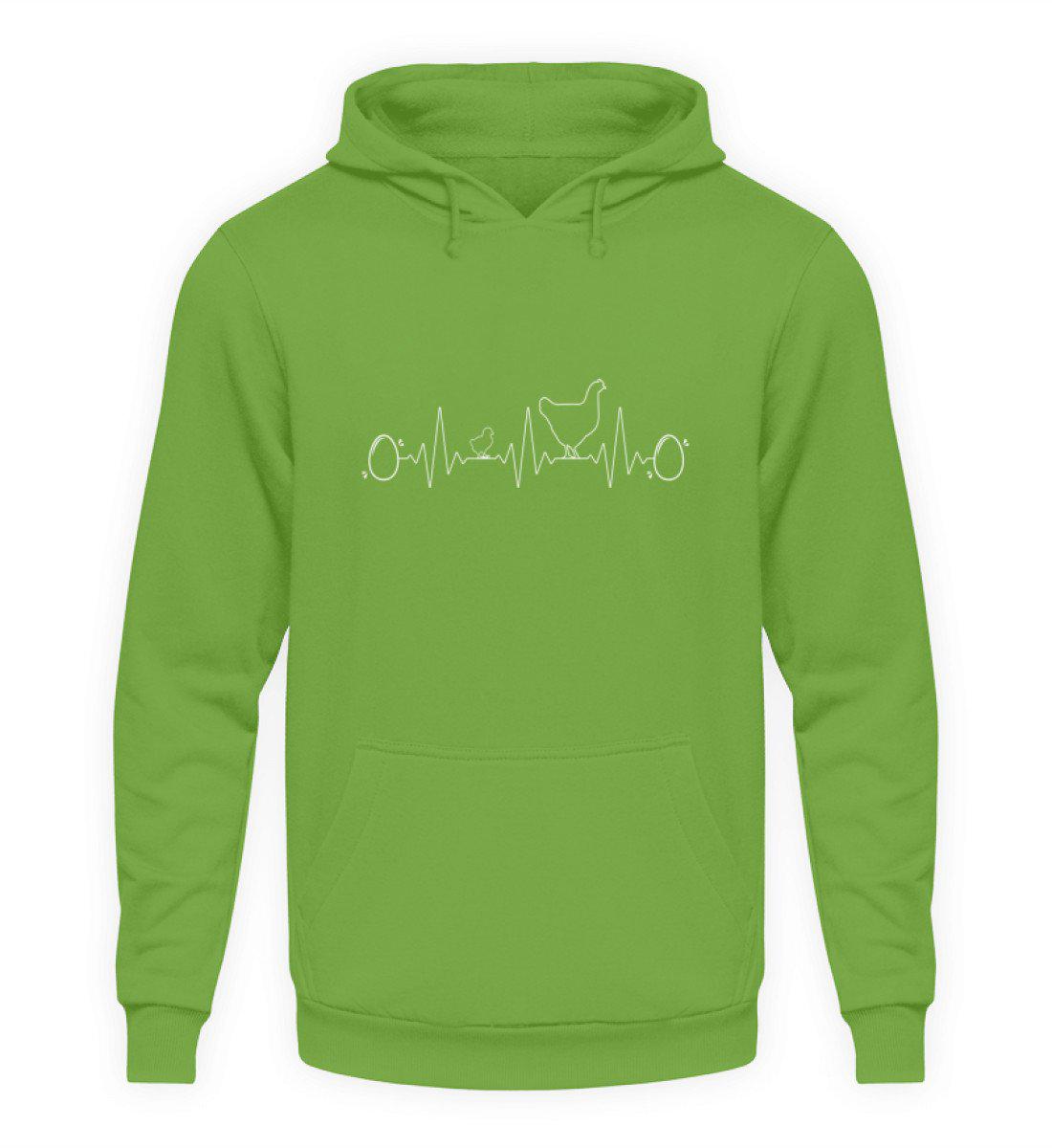 Heartbeat Huhn Ei · Unisex Kapuzenpullover Hoodie-Unisex Hoodie-LimeGreen-S-Agrarstarz