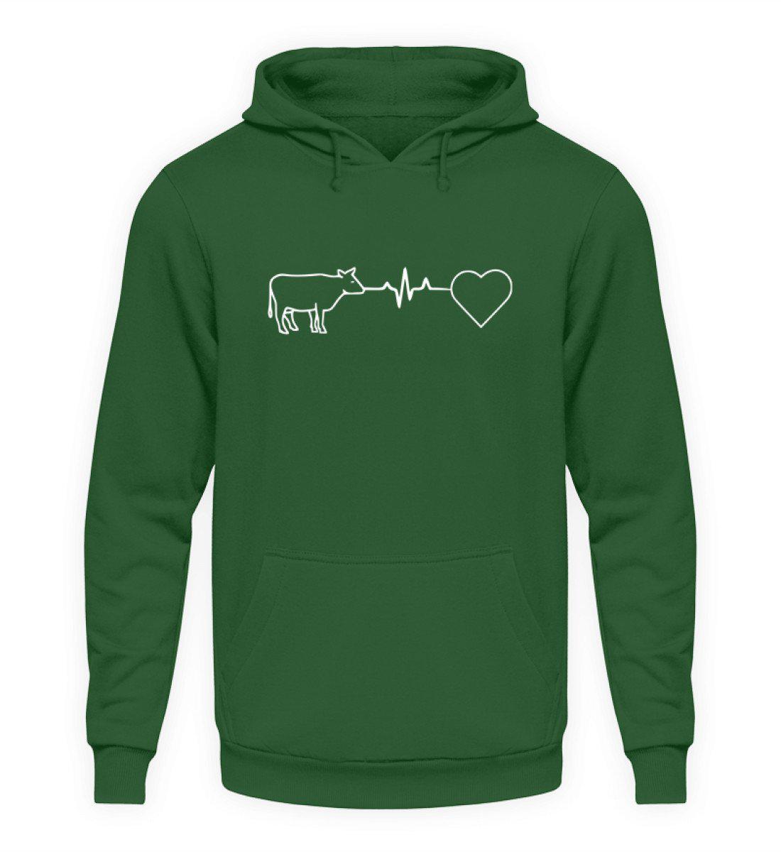 Heartbeat Kuh Herz · Unisex Kapuzenpullover Hoodie-Unisex Hoodie-Bottle Green-S-Agrarstarz