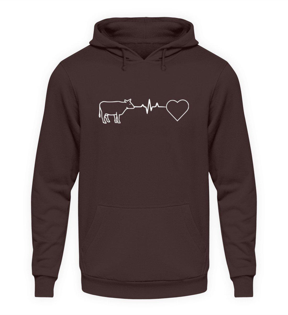 Heartbeat Kuh Herz · Unisex Kapuzenpullover Hoodie-Unisex Hoodie-Hot Chocolate-S-Agrarstarz