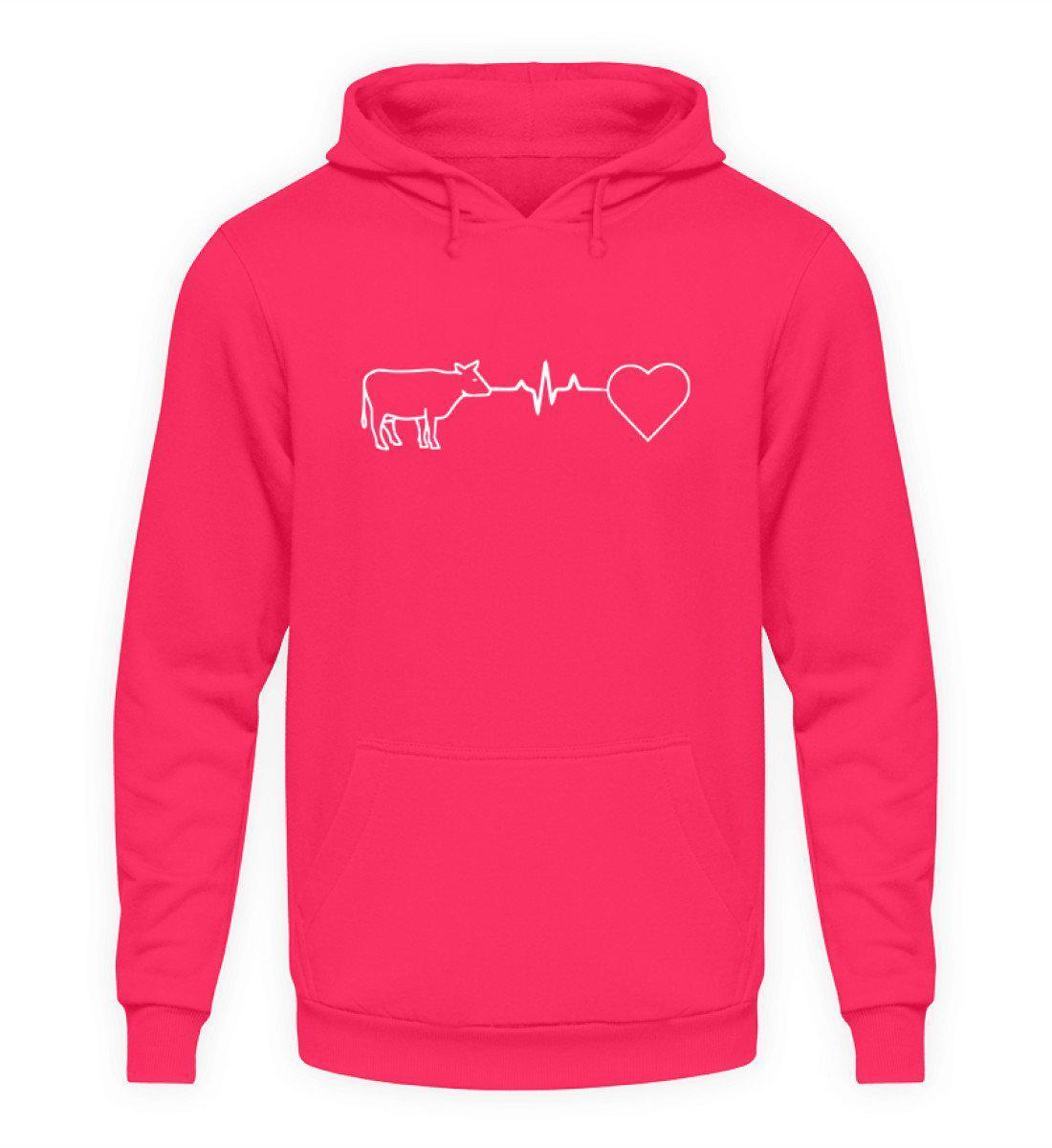 Heartbeat Kuh Herz · Unisex Kapuzenpullover Hoodie-Unisex Hoodie-Hot Pink-S-Agrarstarz