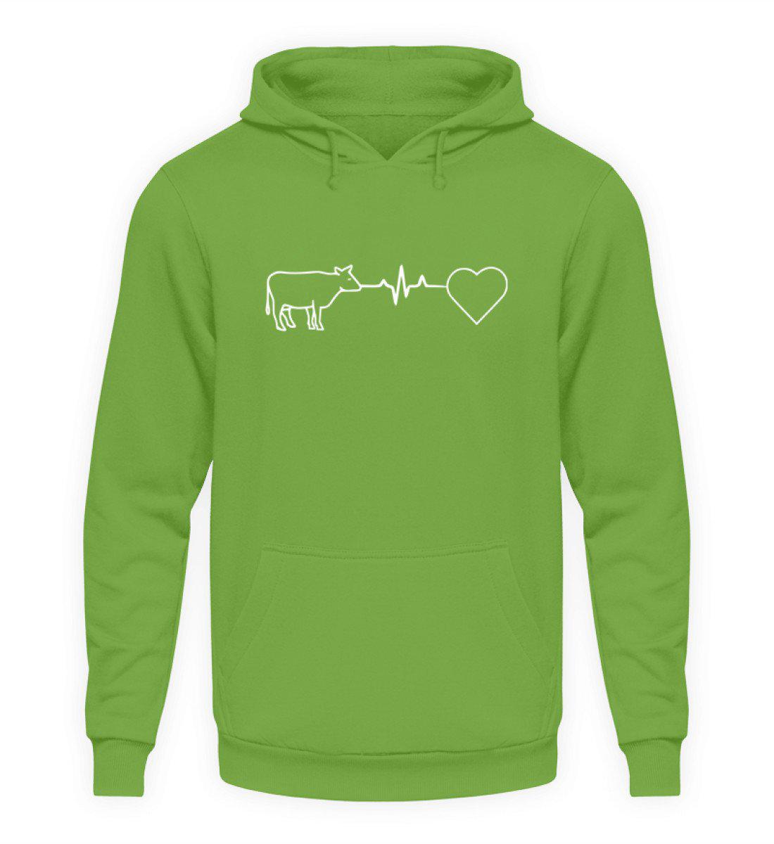 Heartbeat Kuh Herz · Unisex Kapuzenpullover Hoodie-Unisex Hoodie-LimeGreen-S-Agrarstarz