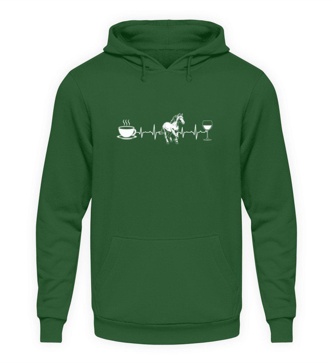 Heartbeat Pferd Kaffee Wein · Unisex Kapuzenpullover Hoodie-Unisex Hoodie-Bottle Green-S-Agrarstarz