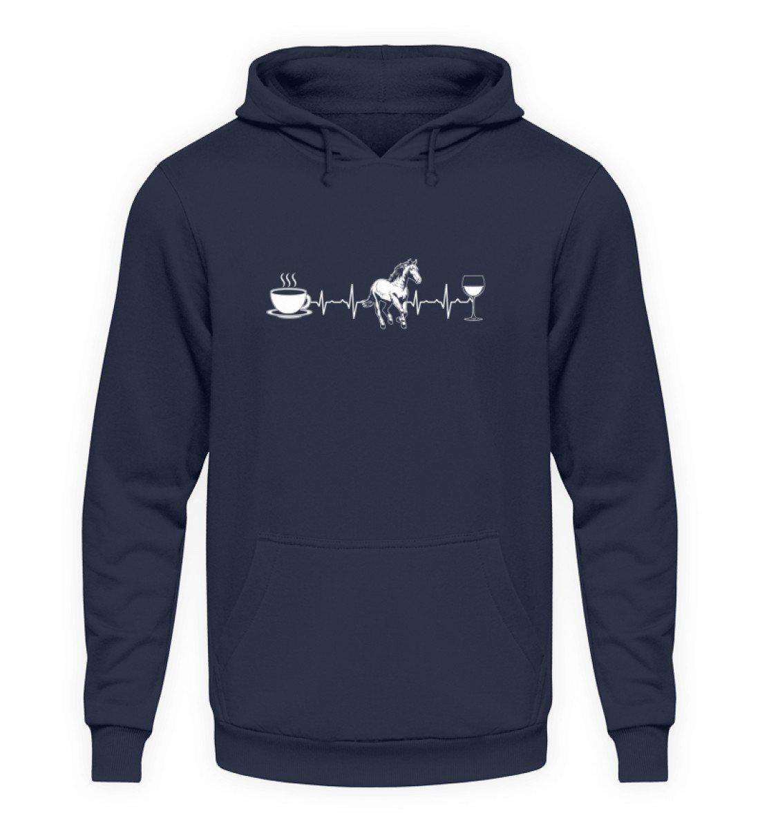 Heartbeat Pferd Kaffee Wein · Unisex Kapuzenpullover Hoodie-Unisex Hoodie-Oxford Navy-S-Agrarstarz