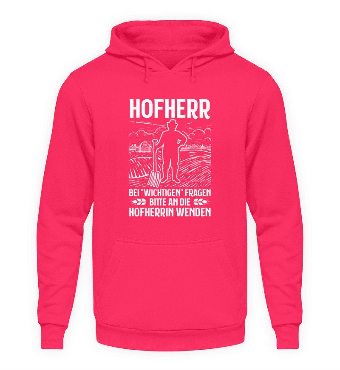 Hofherr wichtige Fragen Hofherrin · Unisex Kapuzenpullover Hoodie-Unisex Hoodie-Hot Pink-S-Agrarstarz