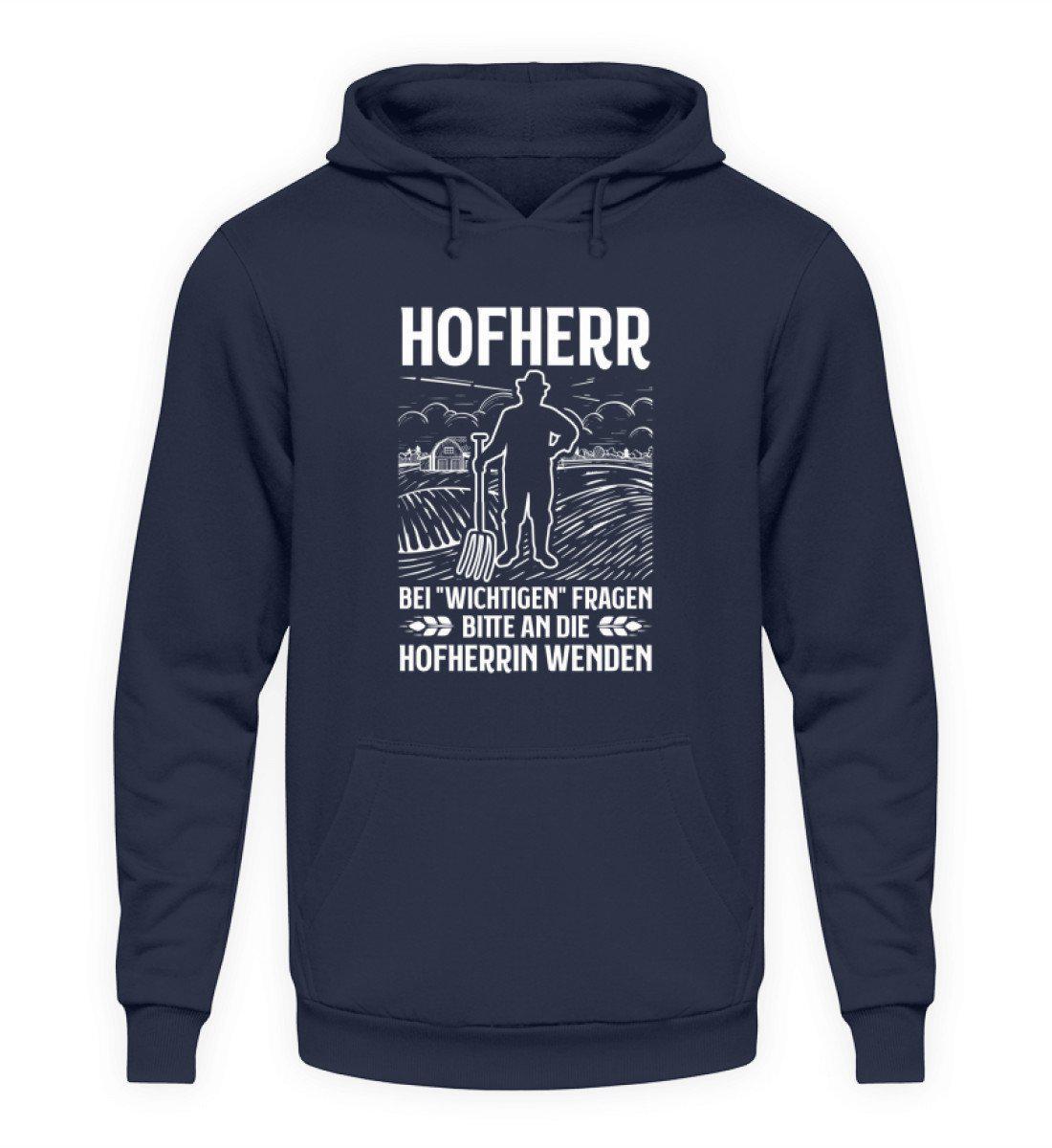 Hofherr wichtige Fragen Hofherrin · Unisex Kapuzenpullover Hoodie-Unisex Hoodie-Oxford Navy-S-Agrarstarz