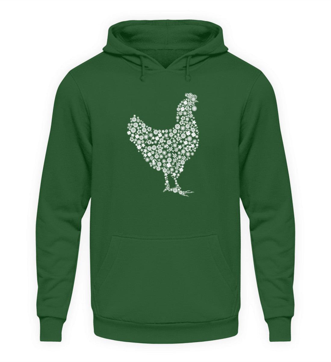 Huhn Blumen · Unisex Kapuzenpullover Hoodie-Unisex Hoodie-Bottle Green-S-Agrarstarz