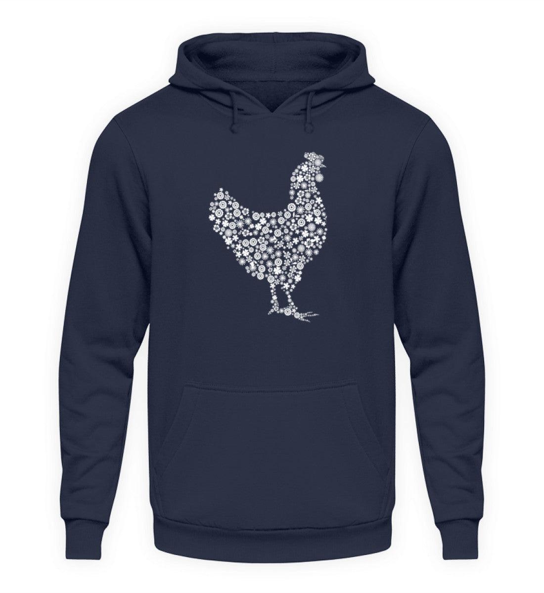 Huhn Blumen · Unisex Kapuzenpullover Hoodie-Unisex Hoodie-Oxford Navy-S-Agrarstarz