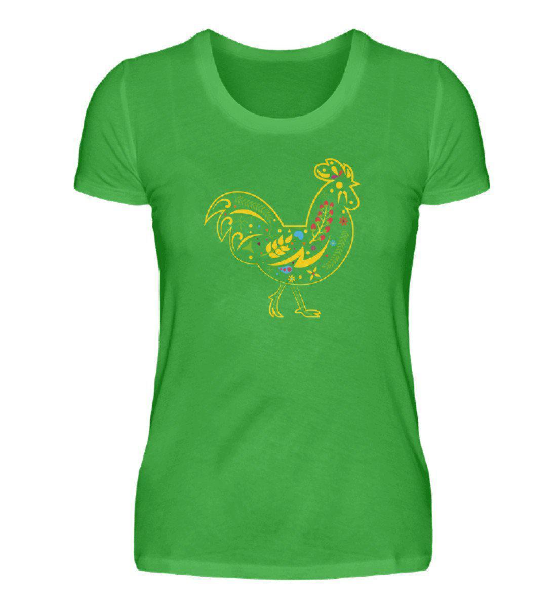 Huhn Colourful · Damen T-Shirt-Damen Basic T-Shirt-Green Apple-S-Agrarstarz