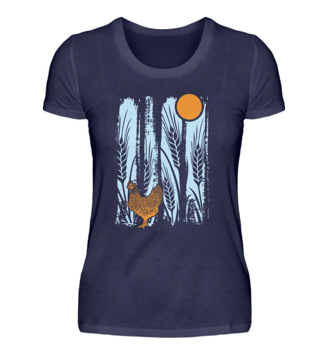 Huhn Mond Colourful · Damen T-Shirt-Damen Basic T-Shirt-Navy-S-Agrarstarz