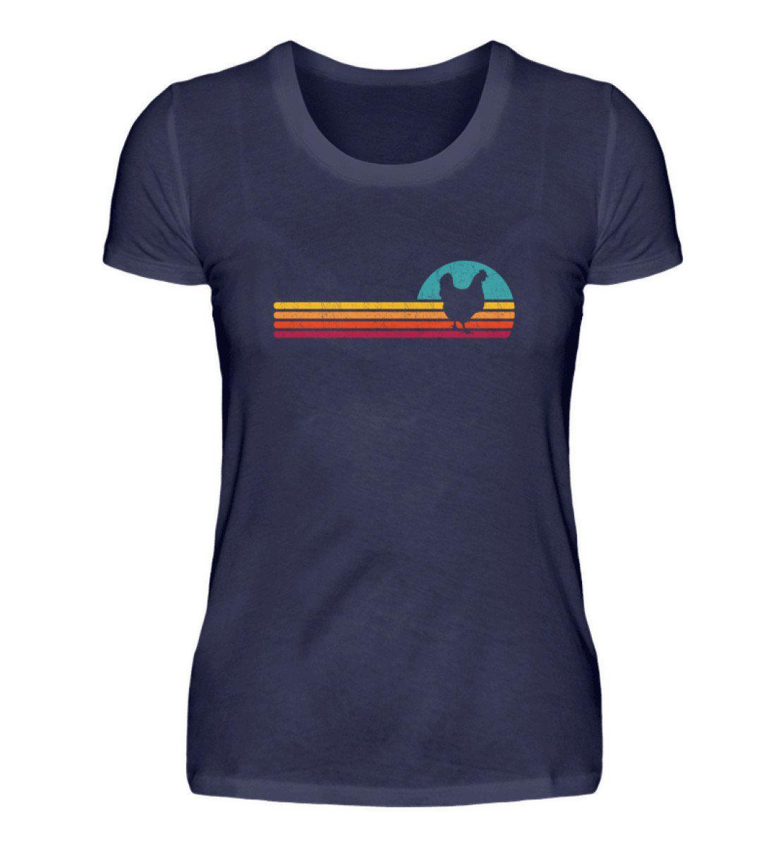 Huhn Retro · Damen T-Shirt-Damen Basic T-Shirt-Navy-S-Agrarstarz