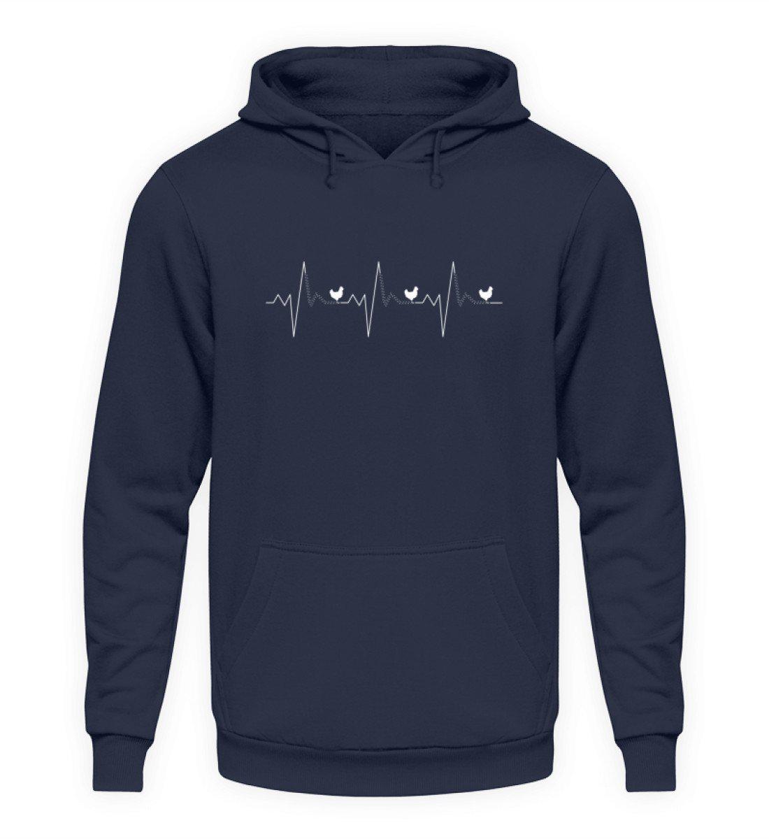 Hühner Heartbeat 2 · Unisex Kapuzenpullover Hoodie-Unisex Hoodie-Oxford Navy-S-Agrarstarz