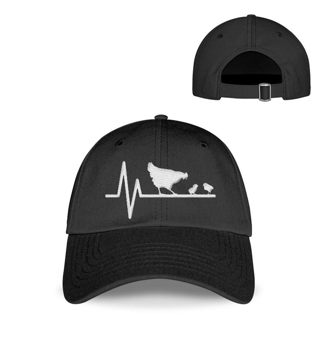 Hühner Heartbeat · Kappe-Baseball Cap mit Stick-Black-Einheitsgröße-Agrarstarz