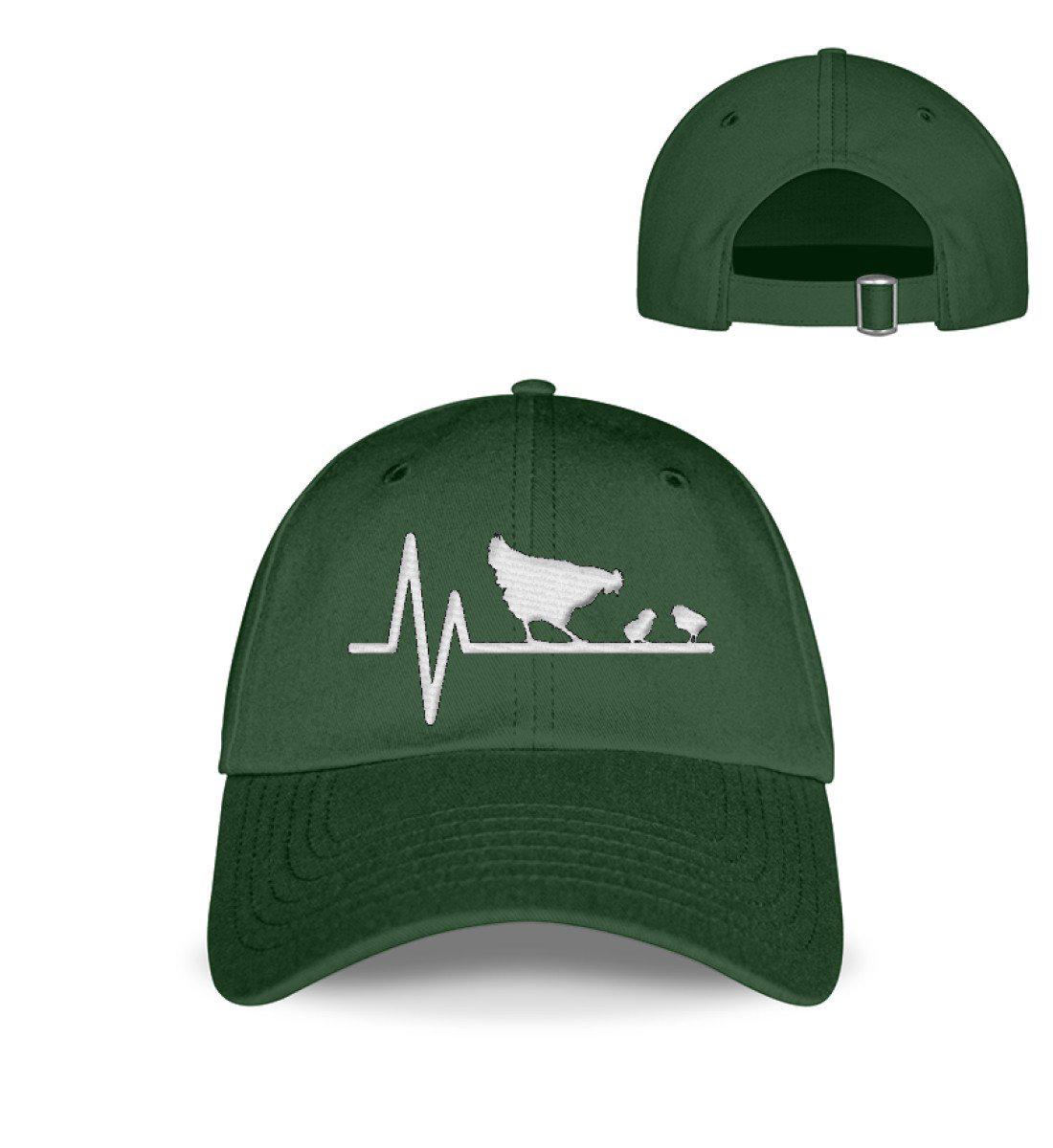 Hühner Heartbeat · Kappe-Baseball Cap mit Stick-Bottle Green-Einheitsgröße-Agrarstarz