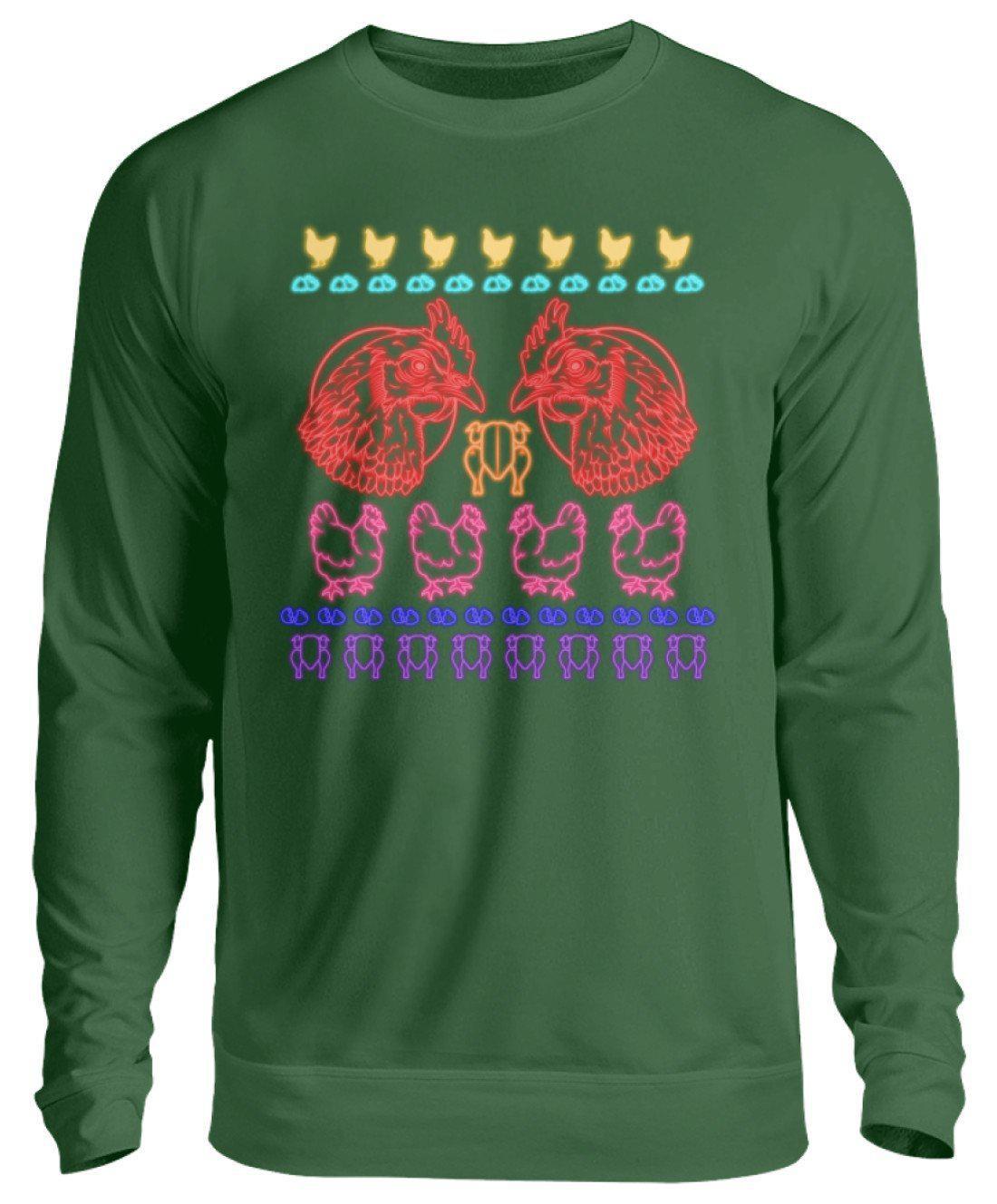 Hühner Neon Ugly Christmas · Unisex Sweatshirt Pullover-Unisex Sweatshirt-Bottle Green-S-Agrarstarz