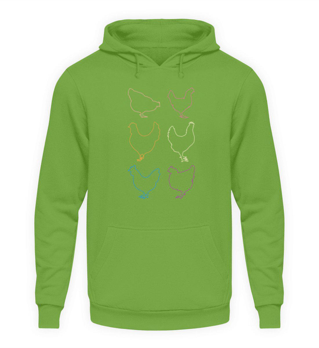 Hühner Silhouetten farbig · Unisex Kapuzenpullover Hoodie-Unisex Hoodie-LimeGreen-S-Agrarstarz