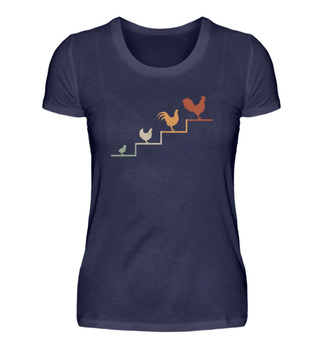 Hühner Treppe · Damen T-Shirt-Damen Basic T-Shirt-Navy-S-Agrarstarz