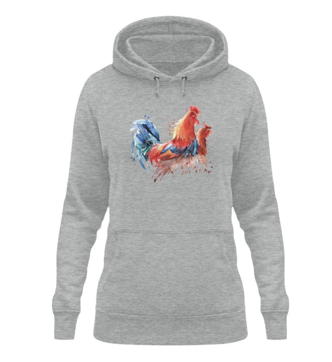 Hühner Wasserfarben - Damen Hoodie-Damen Hoodie-Heather Sport Grey-XS-Agrarstarz