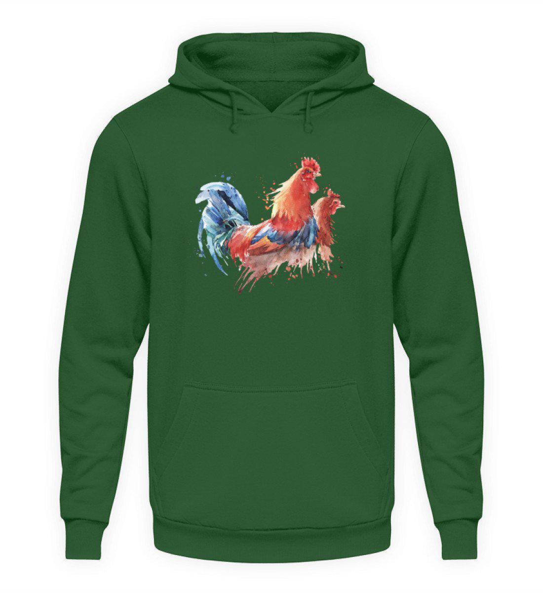 Hühner Wasserfarben · Unisex Kapuzenpullover Hoodie-Unisex Hoodie-Bottle Green-S-Agrarstarz
