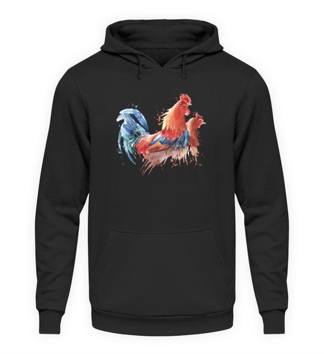 Hühner Wasserfarben · Unisex Kapuzenpullover Hoodie-Unisex Hoodie-Jet Black-XS-Agrarstarz