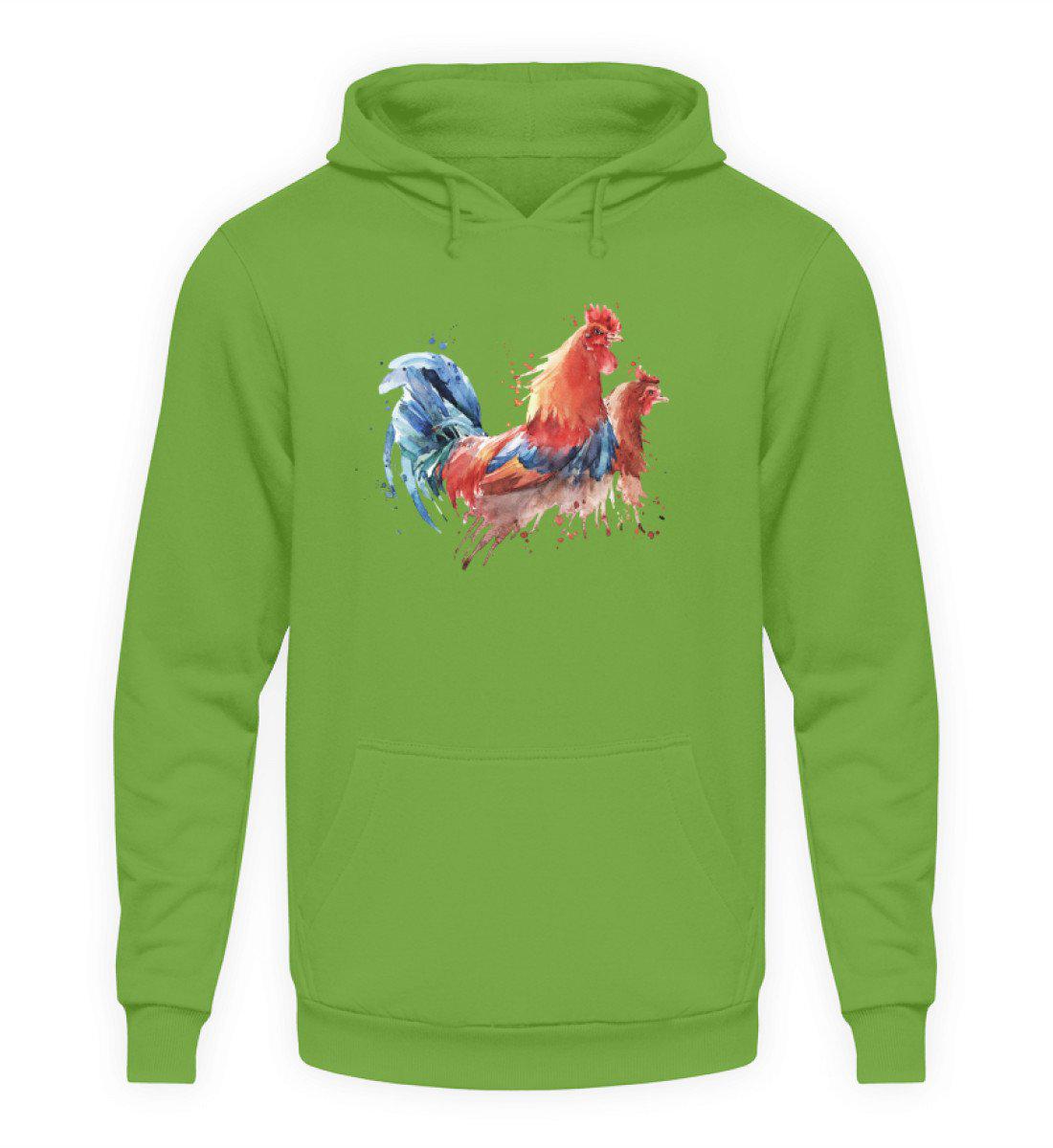Hühner Wasserfarben · Unisex Kapuzenpullover Hoodie-Unisex Hoodie-LimeGreen-S-Agrarstarz