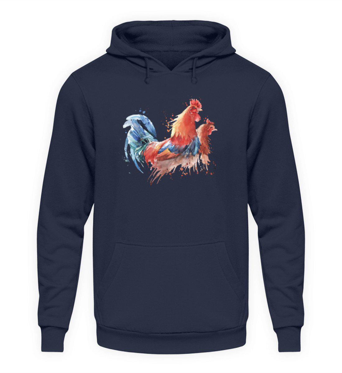 Hühner Wasserfarben · Unisex Kapuzenpullover Hoodie-Unisex Hoodie-Oxford Navy-S-Agrarstarz