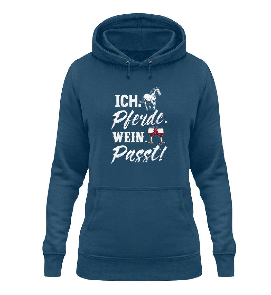 Ich Pferde Wein passt · Damen Hoodie-Damen Hoodie-Airforce Blue-XS-Agrarstarz