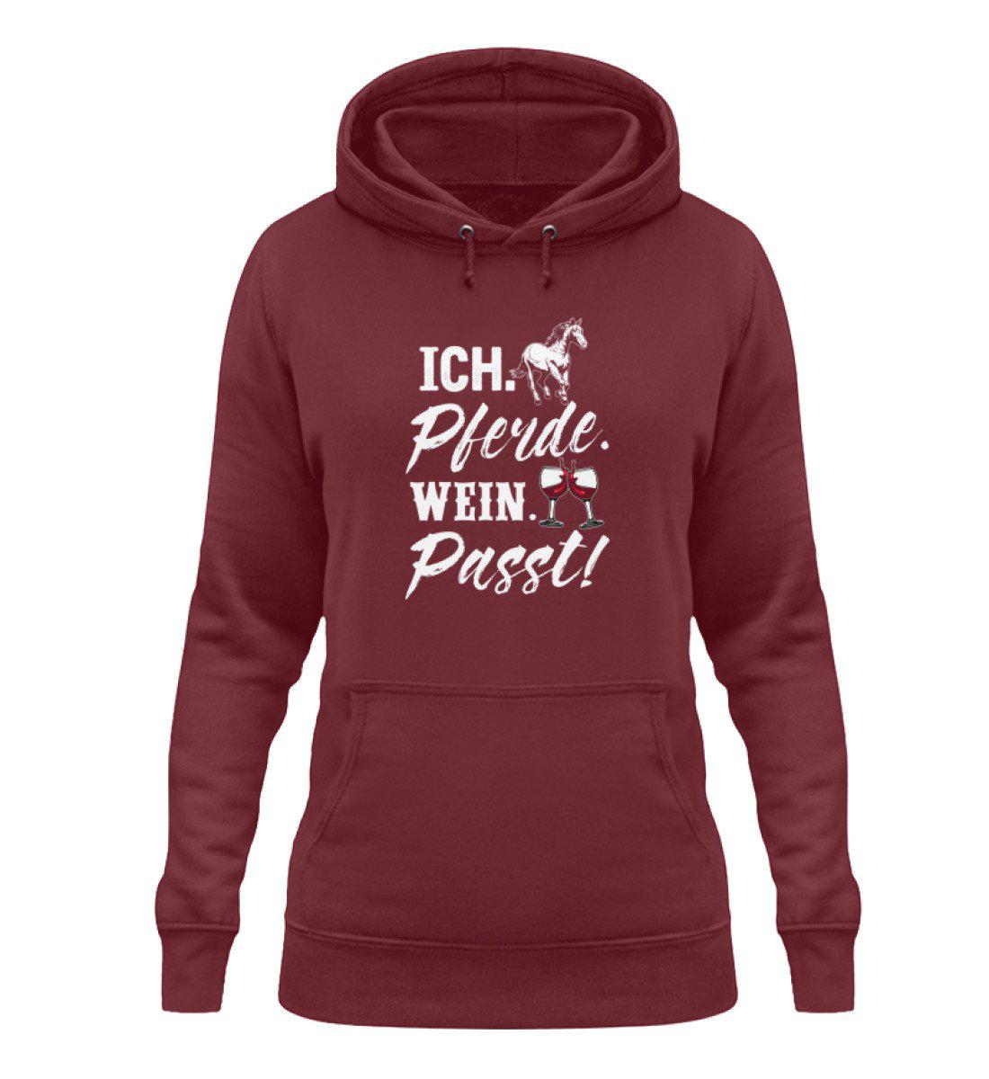 Ich Pferde Wein passt · Damen Hoodie-Damen Hoodie-Burgundy-XS-Agrarstarz