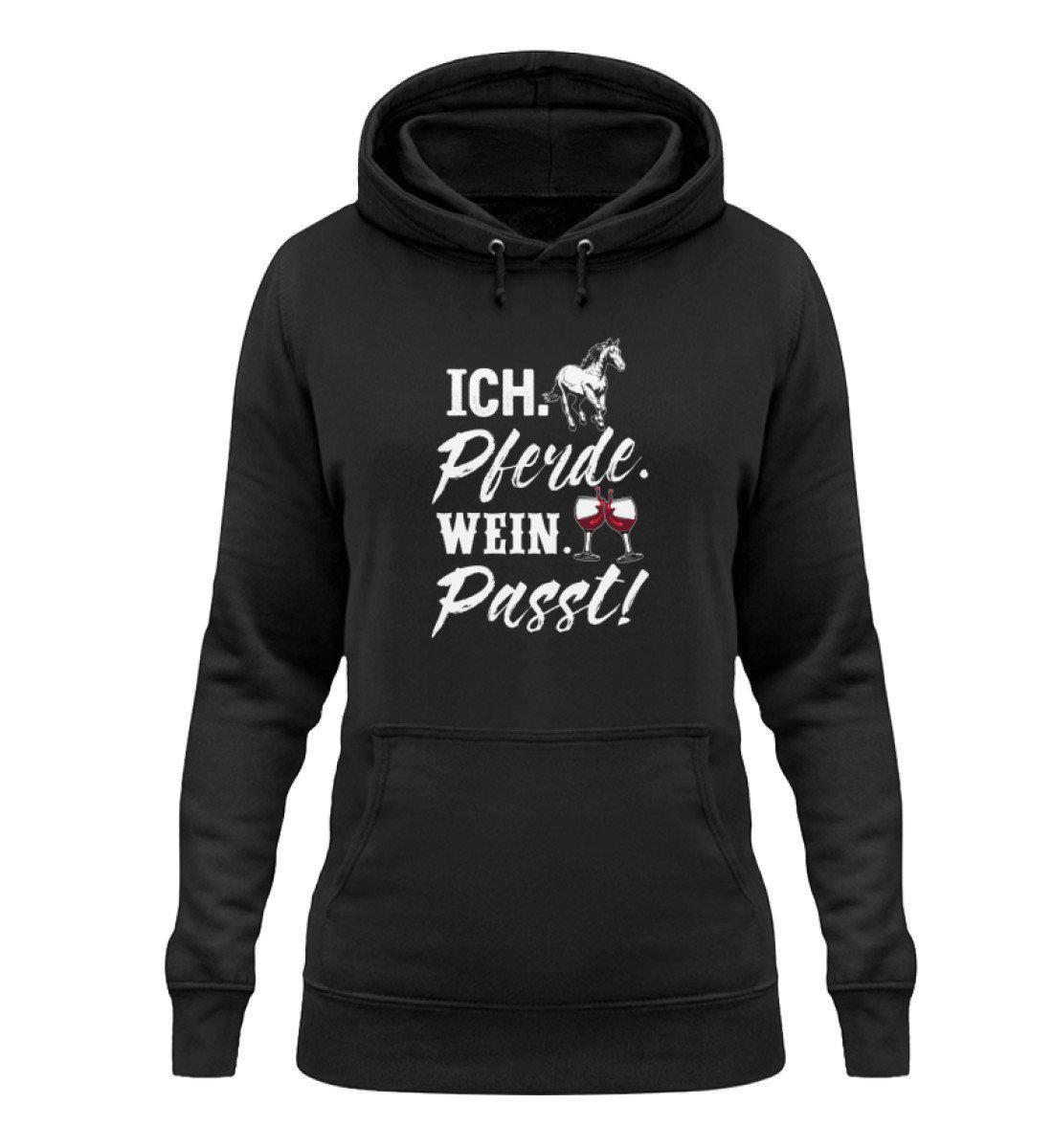 Ich Pferde Wein passt · Damen Hoodie-Damen Hoodie-Jet Black-XS-Agrarstarz