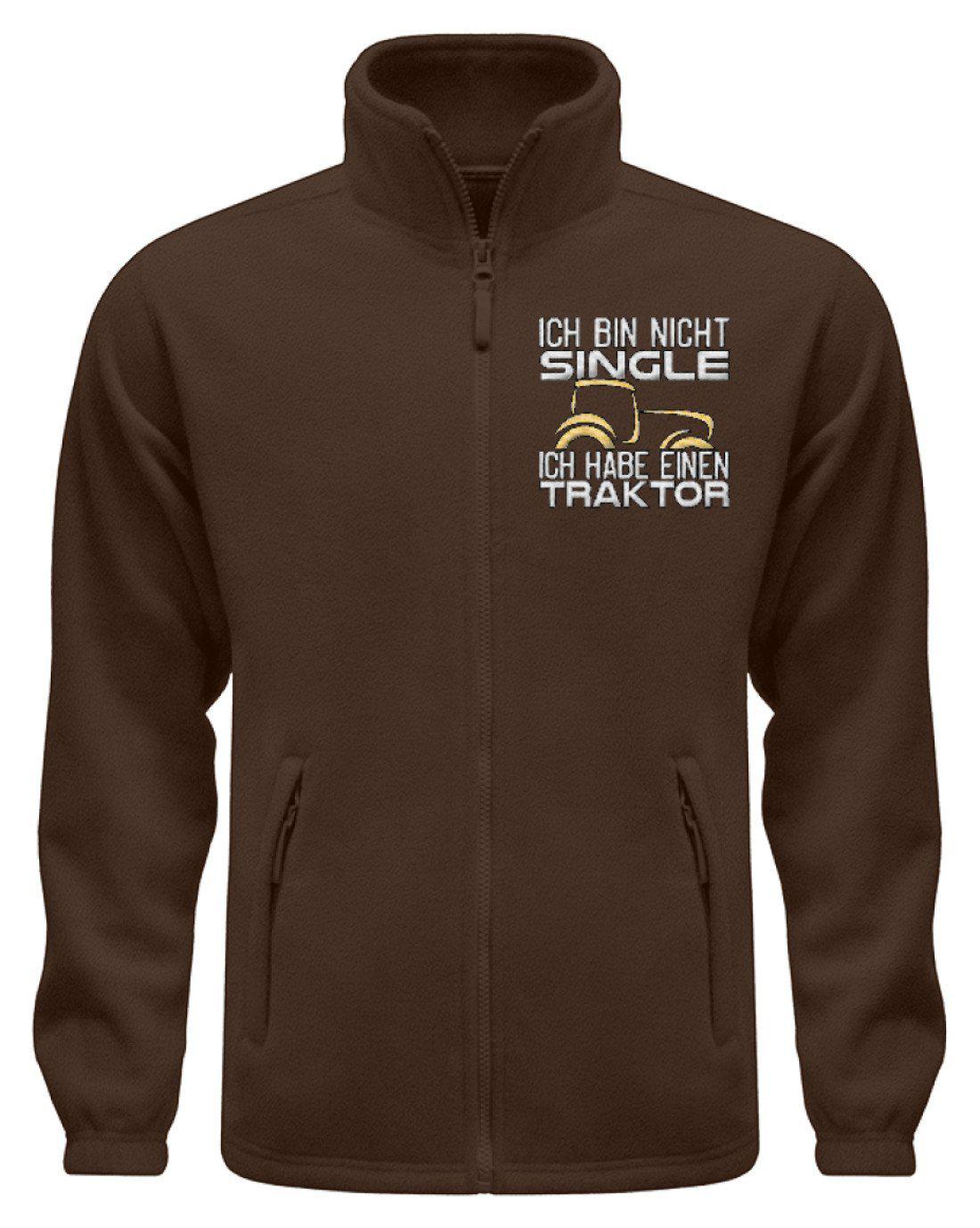 Ich bin nicht Single · Fleece Jacke mit Stick-Fleece Jacke mit Stick-Dark Chocolate-S-Agrarstarz