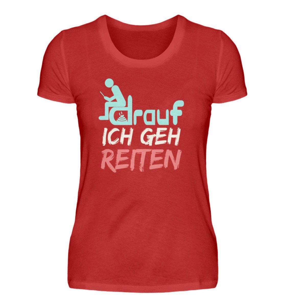 Ich geh reiten · Damen T-Shirt-Damen Basic T-Shirt-Red-S-Agrarstarz