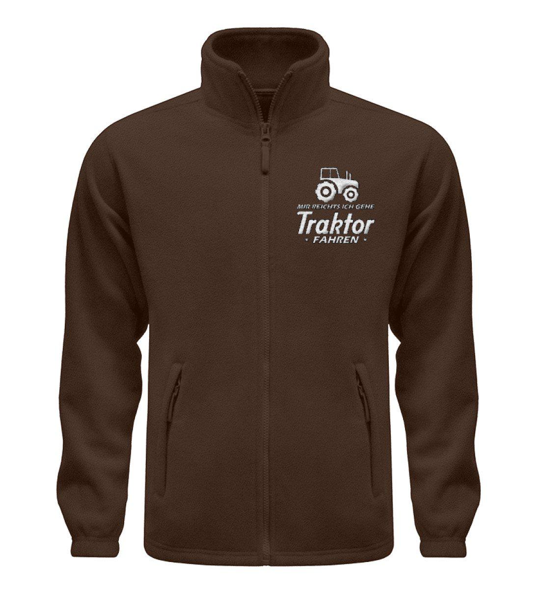 Ich gehe Traktor fahren Retro · Fleece Jacke mit Stick-Fleece Jacke mit Stick-Dark Chocolate-S-Agrarstarz