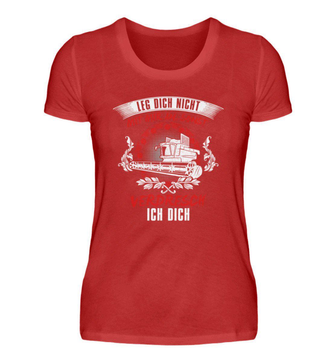 Ich verdresch dich · Damen T-Shirt-Damen Basic T-Shirt-Red-S-Agrarstarz